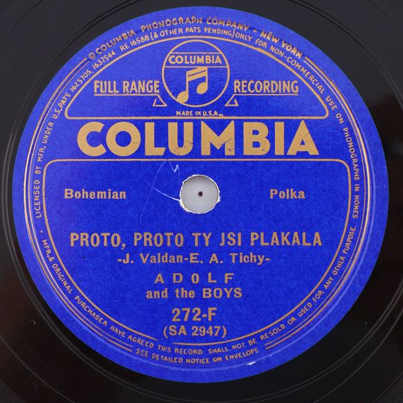 Adolf & The Boys Proto Ty Jsi Plakala/Laendler No. 20 78 rpm Record 272-F Czech - Picture 1 of 16